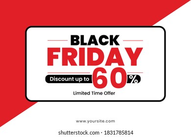 Banner design template of Black Friday with a 60 percent discount.