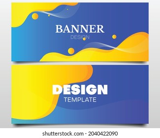 banner design template with blue and orange fluid shape