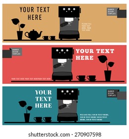 Banner design template coffee shop cafe icon element with text layout