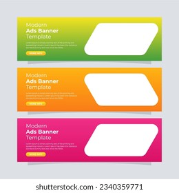 Banner design template. Full colors gradient banners. Modern banner for ads website.