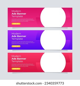 Banner design template. Full colors gradient banners. Modern banner for ads website.