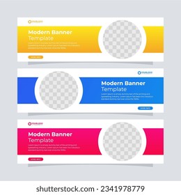 Banner design template. Full colors gradient banners. Modern banner for ads website.