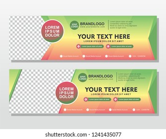 Banner design template with green and red gradation color 