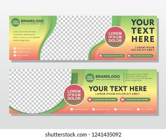 Banner design template with green and red gradation color 