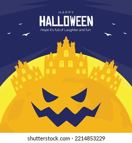 Banner design template of Happy Halloween.
