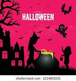 Banner design template of Happy Halloween.