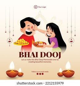 Banner design template of Indian festival Happy Bhai Dooj.  