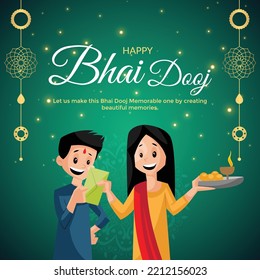 Banner design template of Indian festival Happy Bhai Dooj.  