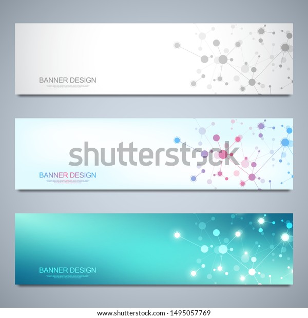 Banner Design Template Molecules Background Genetic Science