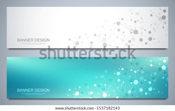 Banner Design Template Molecules Background Genetic Stock Vector