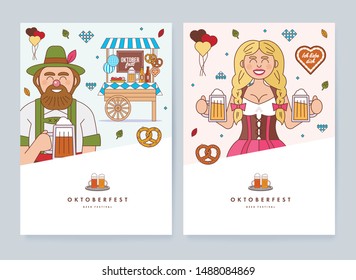 Banner design template to Oktoberfest festival. Backdrop for poster, banner, magazine first page, leaflet, business flyer. Promotion concept card. A4 size