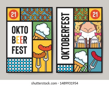 Banner design template to Oktoberfest festival. Backdrop for poster, banner, magazine first page, leaflet, business flyer. Promotion concept card. A4 size