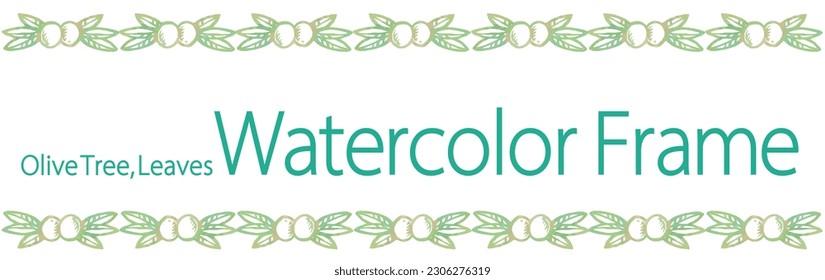 Banner design template with olives. Watercolor. Vector illustration.