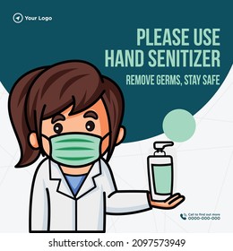 Banner design template of please use hand sanitizer.