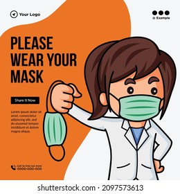 Banner design template of please wear your mask.