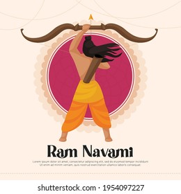 Banner design template of Ram Navami. Vector graphic illustration.