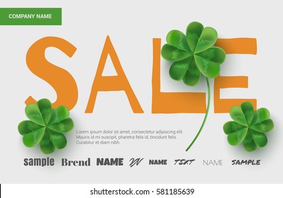 banner design template for sale on St. Patrick's Day. Vector illustration for the site, newspaper, magazine.