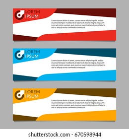 Banner design template set. Modern horizontal business background layout or header. Vector illustration.