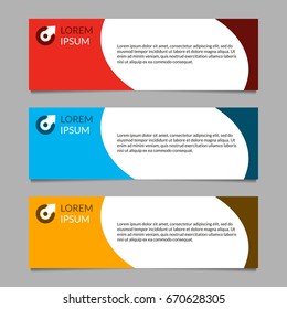 Banner design template set. Modern horizontal business background layout or header. Vector illustration.