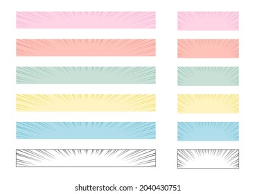 Banner design. Template set. Radial speed lines decoration. Vector background illustration.
