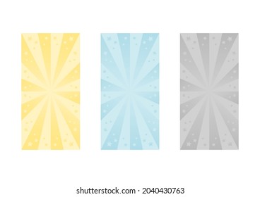 Banner design. Template set. Radial background. Stars decoration. Vector illustration.
