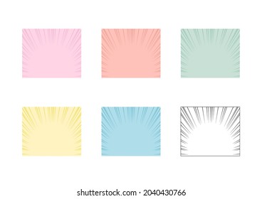 Banner design. Template set. Radial speed lines decoration. Vector background illustration.