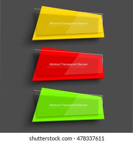 Banner design template. Set of three realistic transparent banners. Banner elements for web design, promotion banner, advertisement and other purposes. Vector banner, eps 10