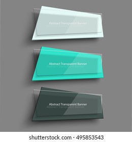 Banner design template. Set of three realistic transparent banners. Elements for web design, promotion and advertisement. Vector shape. Banner set. Banner template. Banner creative design. Banner web.