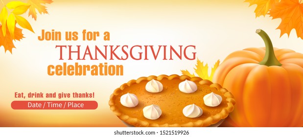 Banner design template for Thanksgiving celebration advertisement. Vector illustration.