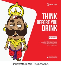 Banner design of think before you drink cartoon style template.