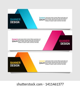 banner design with three choices of color variations,can be use for, landing page, website, mobile app, poster, flyer, coupon, gift card, smartphone template, web design