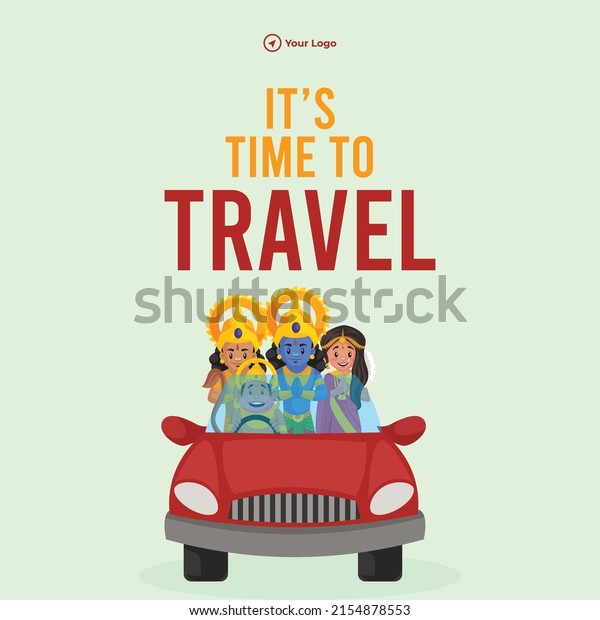 Banner design of it\'s time to travel cartoon\
style template.