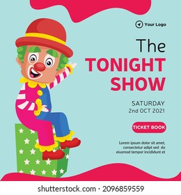 Banner Design Of The Tonight Show Cartoon Style Illustration.