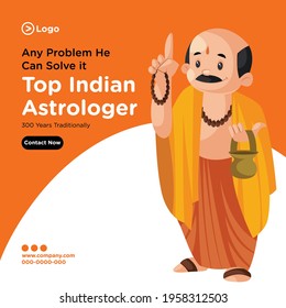 Banner design of top Indian astrologer template. Vector graphic illustration.