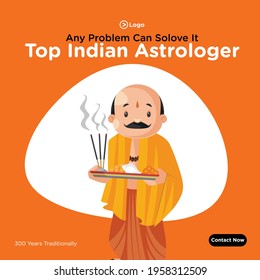 Banner design of top Indian astrologer template. Vector graphic illustration.