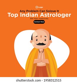 Banner design of top Indian astrologer template. Vector graphic illustration.