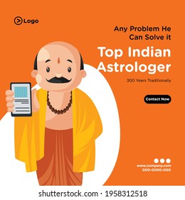 Banner design of top Indian astrologer template. Vector graphic illustration.