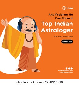Banner design of top Indian astrologer template. Vector graphic illustration.