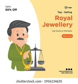 Diseño de pancartas de joyería real de mayor venta. Ilustración gráfica vectorial.