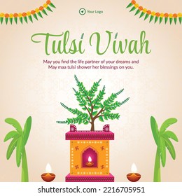 Banner design of Tulsi Vivah hindu festival template.