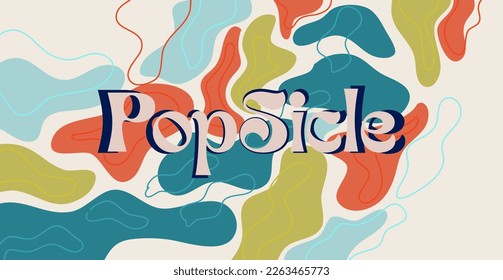 Diseño de pancartas con tipografía, hecho de diferentes formas geométricas y fluidas de colores. Ilustración vectorial.