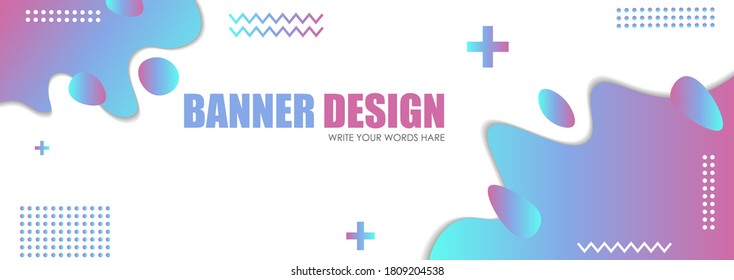 banner design using beautiful colors and memphis style