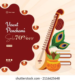 Banner design of Vasant Panchami sale template.