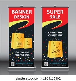 Vector de diseño de pancartas Super Venta. Oferta, descuento, negocios, publicidad para tiendas, mercados, exposiciones.