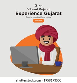 Banner design of visit and experience Gujarat template. Vector graphic illustration.