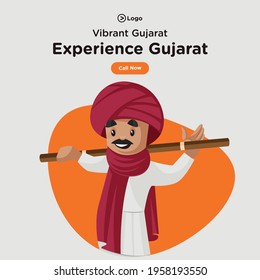 Banner design of visit and experience Gujarat template. Vector graphic illustration.