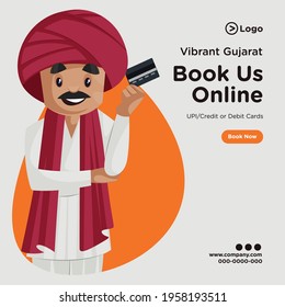 Banner Design Of Visit Gujarat And Book Us Online Template. Vector Graphic Illustration.