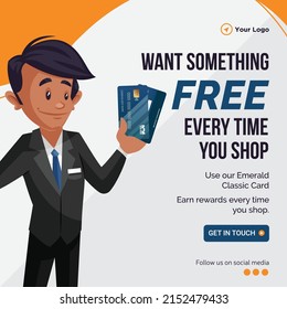 Banner design of want something free every time you shop template.