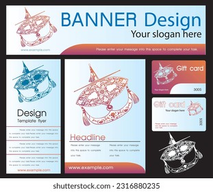 Banner design. Wau Bulan Moon kate. vector drawn art Malayu.