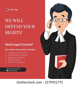 Banner design of we will defend your rights template.
